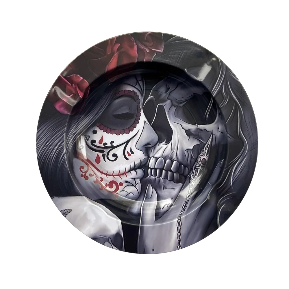 Metal Ashtray Metal Rolling Tray Tobacco Herb Round Ashtray Cartoon Creativity Cigarette Ashtray Smoking Accessories