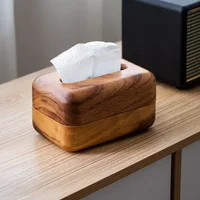 Walnut Tissue Box, Light Luxury Wooden Living Room Table Tissue Case, Desktop Napkin Holder, Creative Solid Wood Storage Box 1