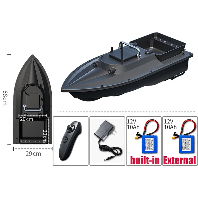 ST70 GPS Speedboat Smart Fixed Speed Cruise Radio RC 500M Fishing Bait Boat 2.5KG Loading Hoppers Remote Control Fish Finder 5