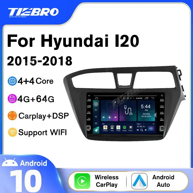 

Автомагнитола TIEBRO Android 10,0 для Hyundai I20 2015-2018, автомагнитола, мультимедийный видеоплеер, GPS-навигация для Carplay No 2 din DVD