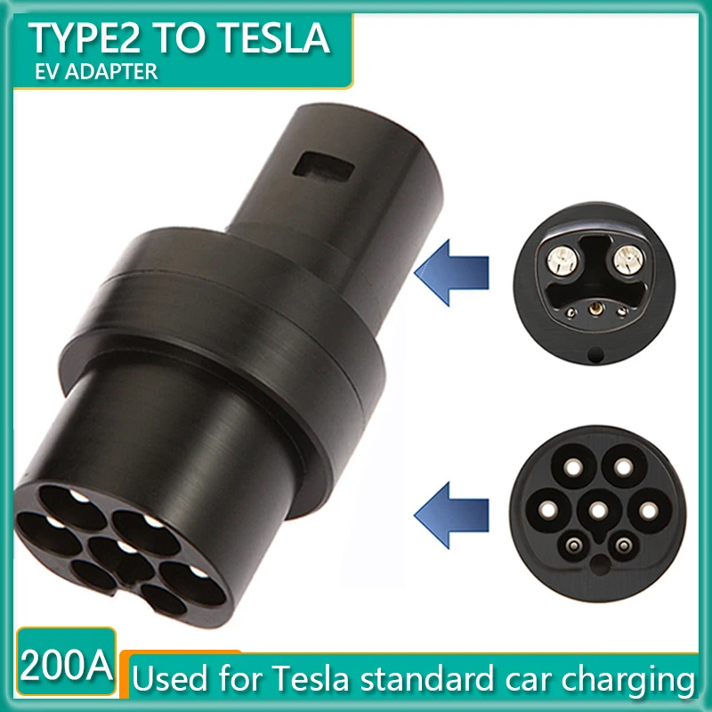 

Type 2 to Tesla Adapter DC/AC Type2 Tesla Adaptor EV Charger IEC 62196 Plug To tesla Socket 200A for Tesla Model S/X/3/Y