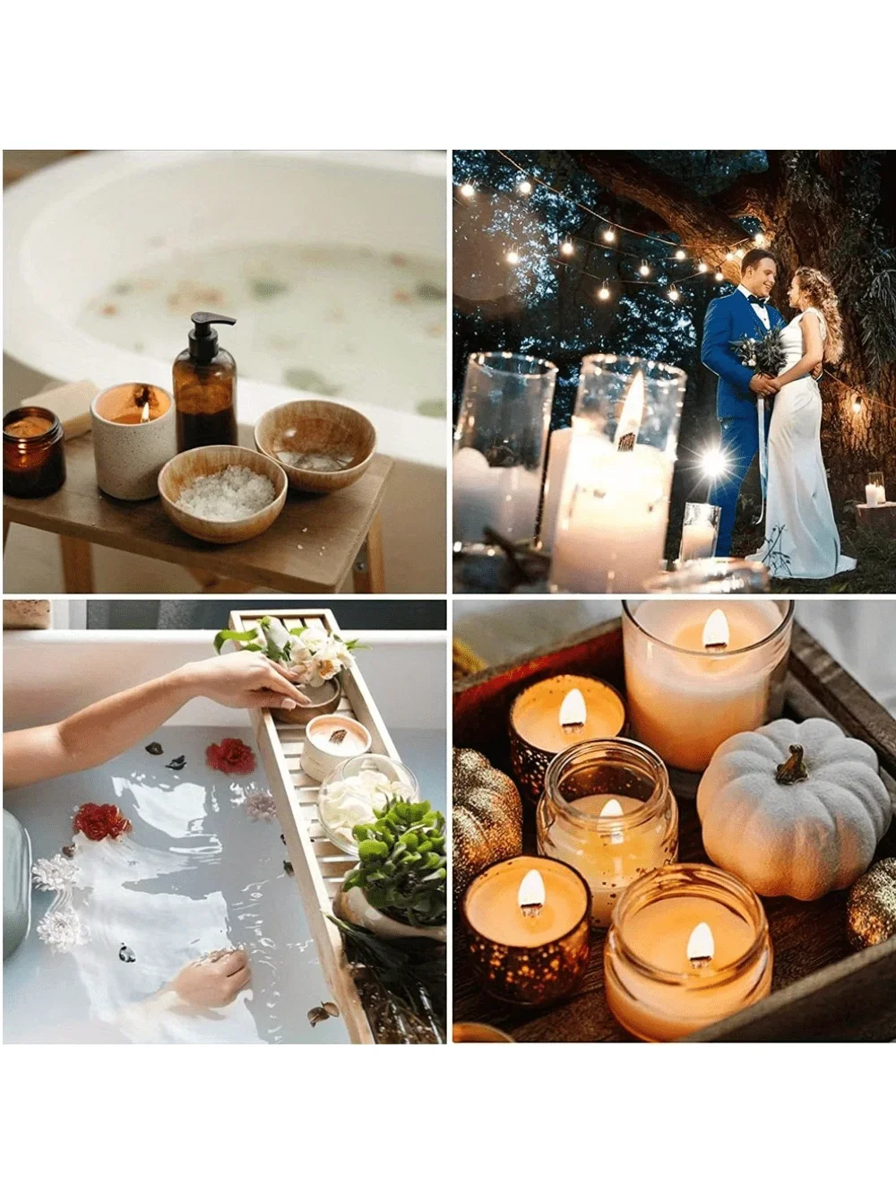 Handmade Smokeless Wooden Candle Wick Kit with Clips - 20pcs