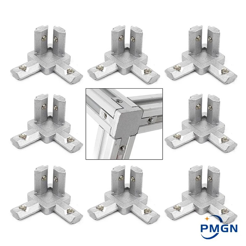 8Pcs 3-Way End Corner Bracket Connector for European Standard Aluminum Extrusion Profile 2020 3030 4040 Series Slot with Screws