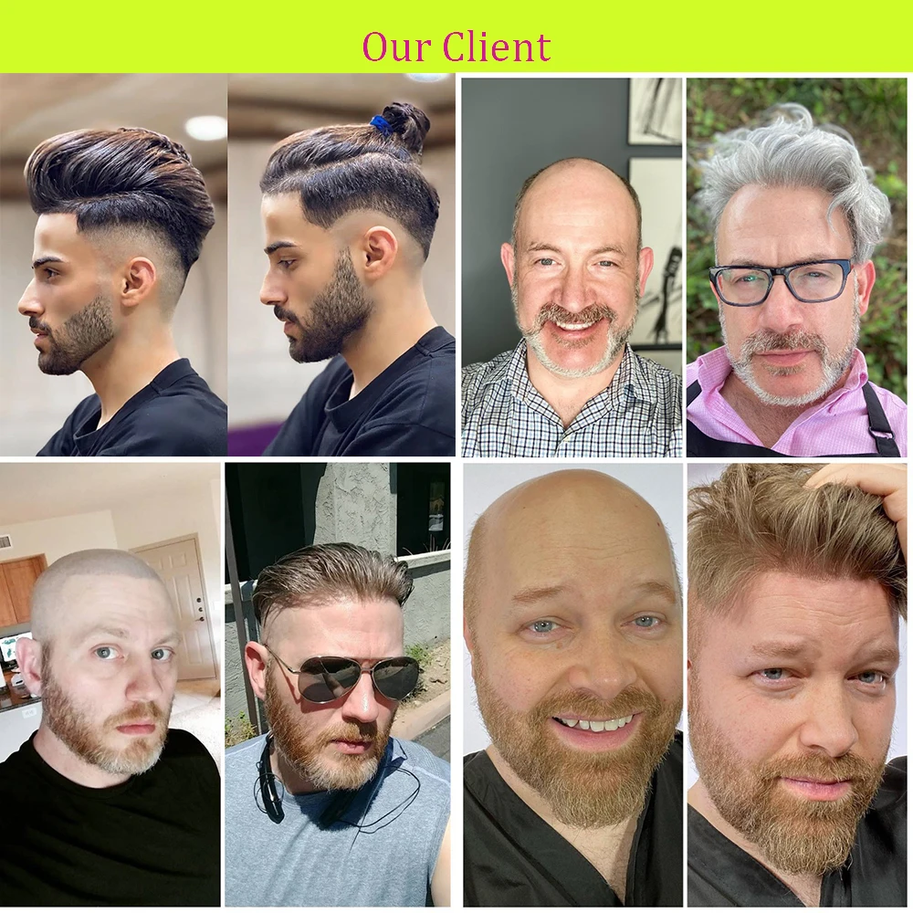 Full Swiss Lace Men Toupee Human Hair Front Bleach Men Wig Breathable Men Hair Prosthesis Replacement Systems Unit Men Capillary 6