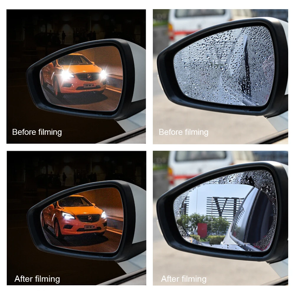 1Pcs Car Rearview Mirror Nano Rain Film Anti-fog Film Side Window Solar Protective Rearview Mirror Hydrophobic Sticker car mirror film