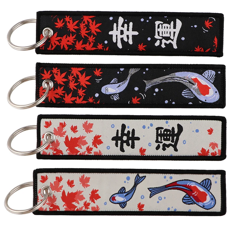 Gestickte Koi süße Schlüsselanhänger Schlüsselanhänger Frauen Anime Schlüsselanhänger für Auto Motorräder Schlüssel Schlüsselanhänger Männer Halter Schmuck Geschenke