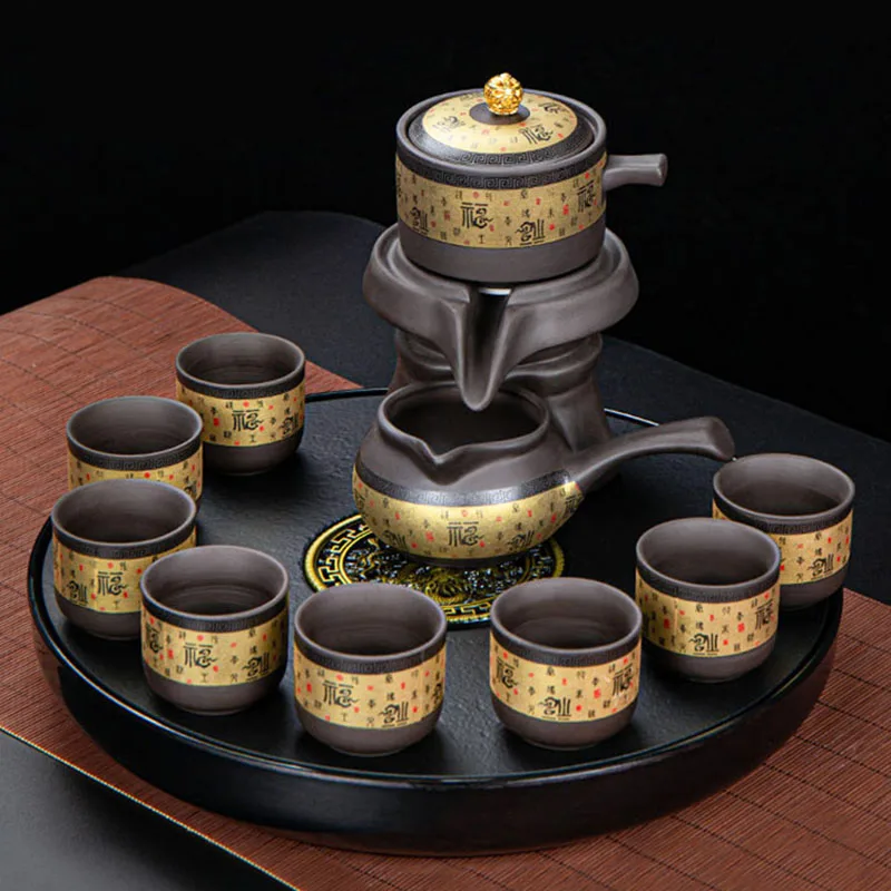 

Kung Fu Tea Set Gaiwan Ceremony Infuser Luxury Purple Clay Afternoon Tea Cup Set With Tray Free Shipping Taza De Te Drinkware