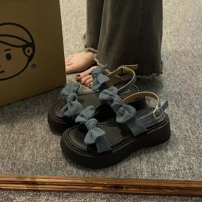 靴 BOW PLATFORM SANDALS 靴 BOW PLATFORM SANDALS Sandals for Women Roman Style Platform Bow