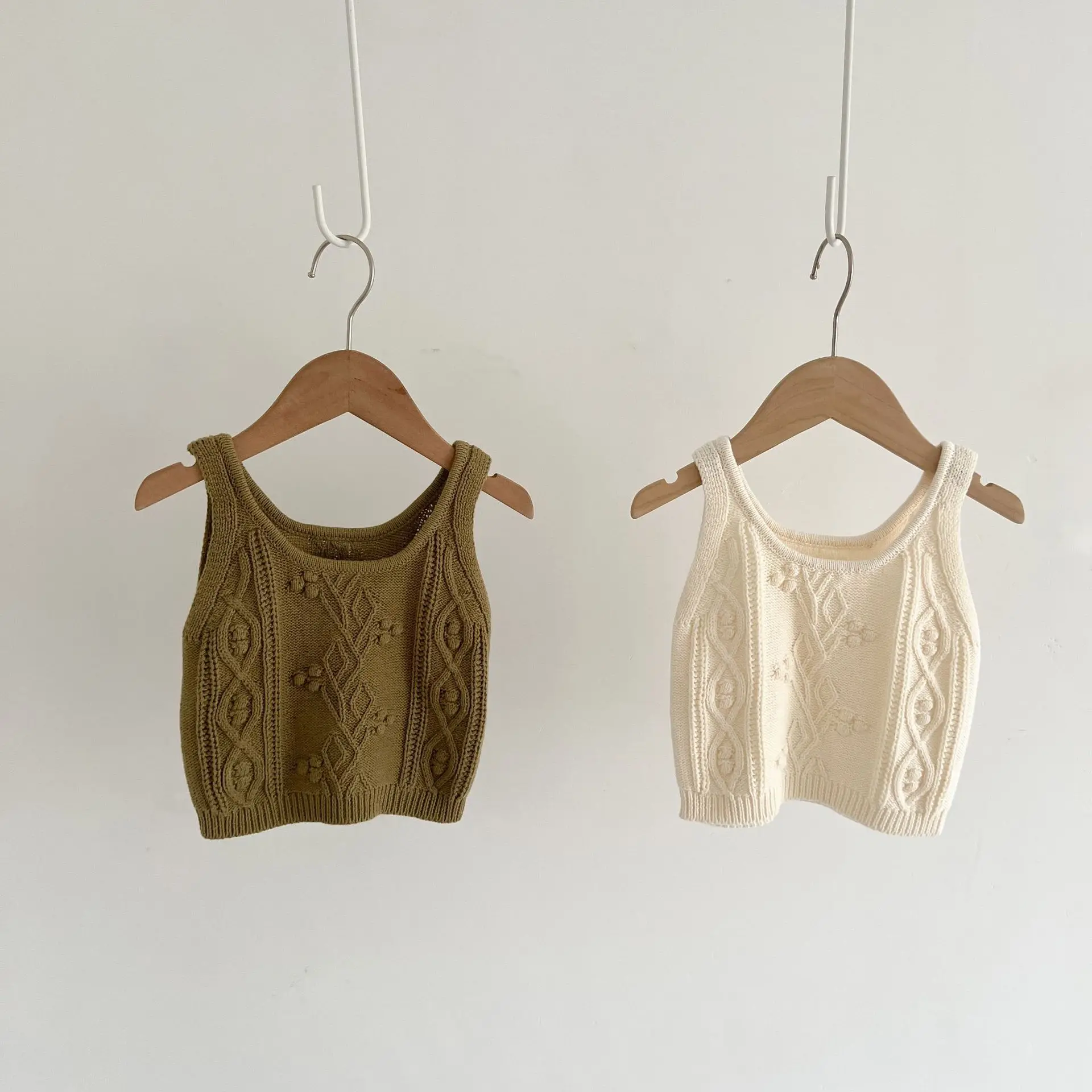 

Baby Knitted Vest 2023 Autumn New Baby Girl Sweater Vest Korean Solid Color Cotton Girl Knitted Cardigan Camisole Vest