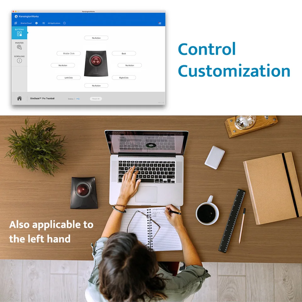 Kensington Trackball SlimBlade Pro Wireless | Bluetooth E Ricaricabile | Sfera 55 Mm | Per Windows/macOS