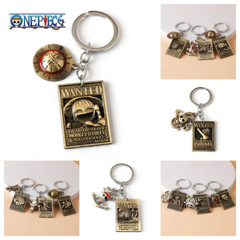 

One Piece Luffy Keychain Metal Cartoon Anime Figure Chopper Toy Straw Hat Skull Decoration Accessories Alloy Pendant Kid Gifts