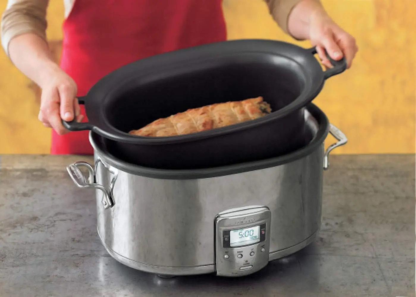 Stainless Steel Electric Slow Cooker 7 Quart, Aluminum Insert, Programmable LCD Screen Digital Timer, SD700350, Silver 4