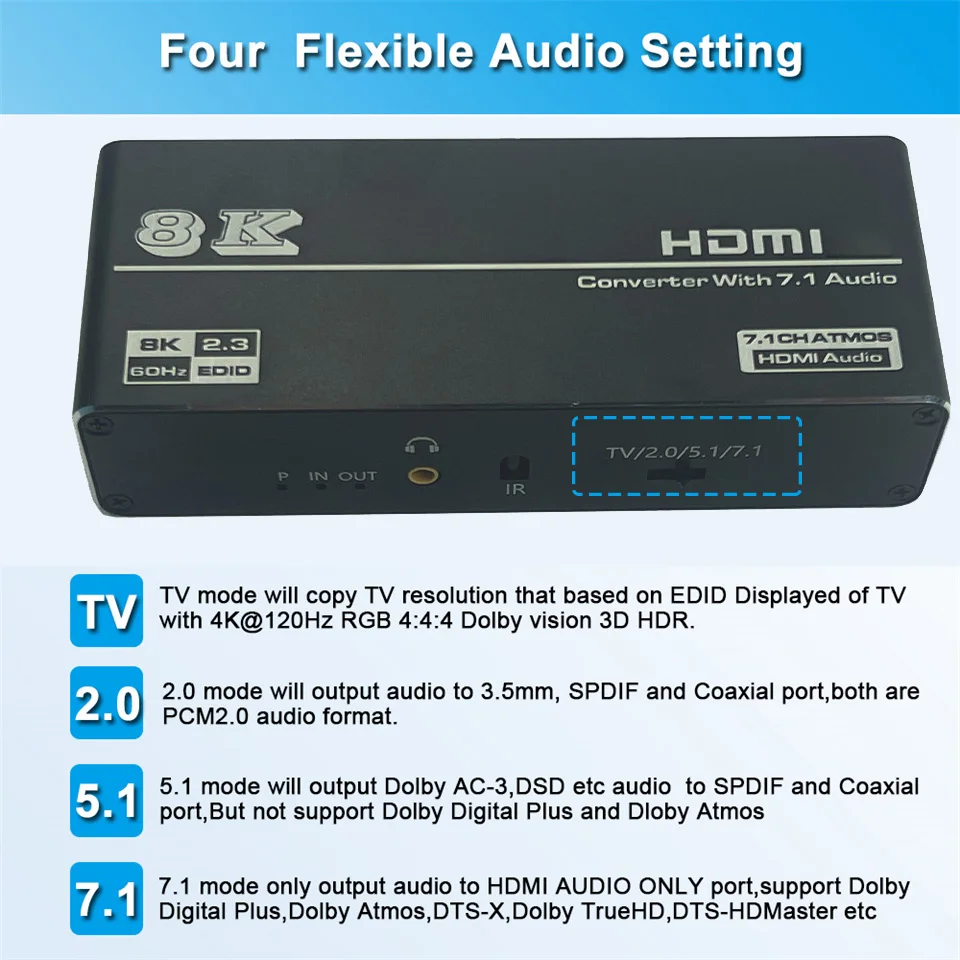 HDMI 2.1 Audio Extractor Converter 4K 120Hz 8K to Audio+Video+Digital Coaxial Audio+Aux hdmi audio extractor hdmi adapter ps2 hdmi converter type c audio adapter 4k converter cable hdmi to vga converter wii to hdmi converter dp to hdmi adapter displayport to hdmi adapter hdmi to dvi adapter dp to dvi adapter cable audio cable adapter audio plug adapter