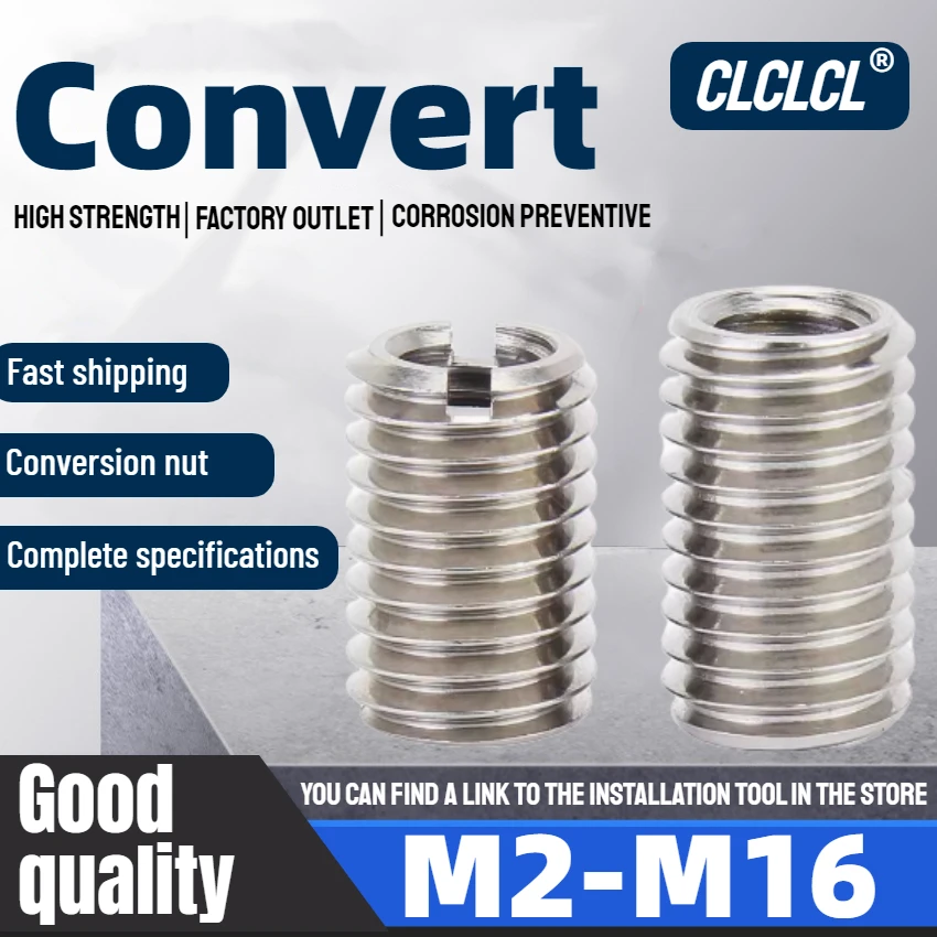 Inner and outer thread slotted adapter, insert nut coupler, transport ...