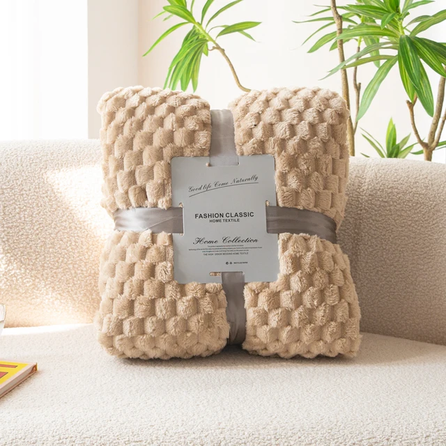 1PC Solid Color Check Four Seasons Blanket, Soft and Comfortable Bed Blanket Sofa Blanket Suitable for Home Travel 7