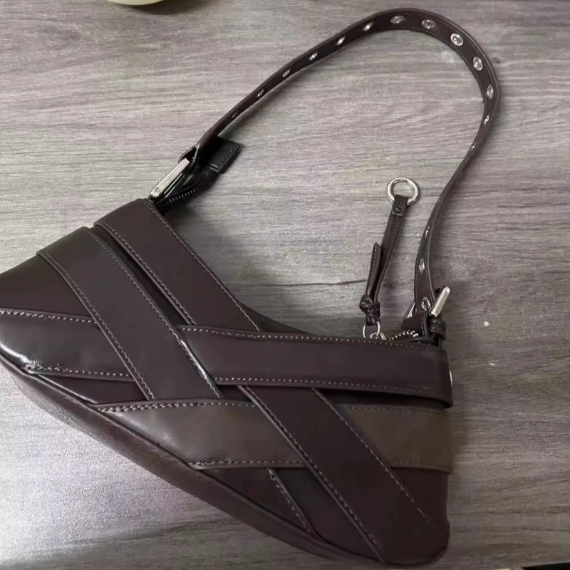 Vintage Gothic Cool Underarm Bag Women Y2K Spicy Girl Hip Hop Style Shoulder Bag PU Leather Motorcycle Handbag Bolsa Feminina