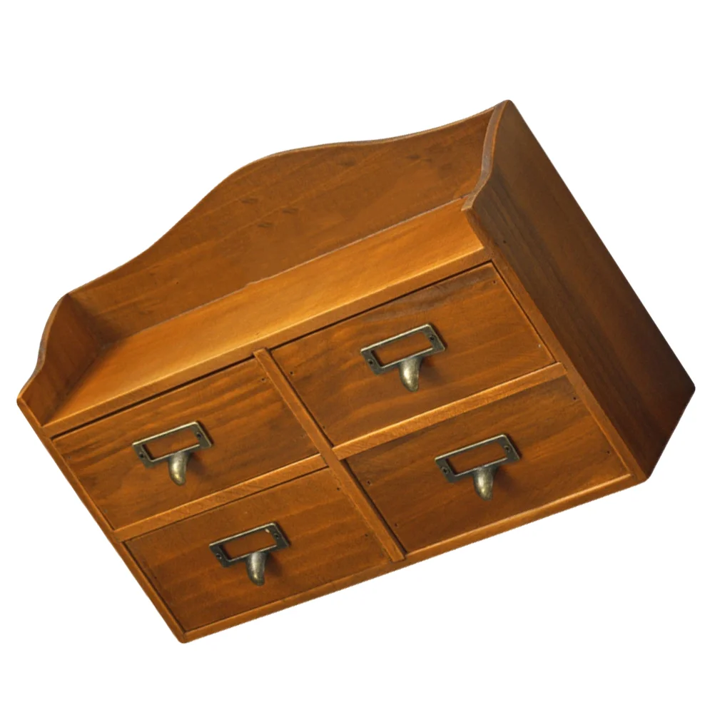

Retro Wooden Skin Care Product Sorting Box Wooden Storage Box Drawer Type Storage Box Retro Jewelry Box Desktop Decor