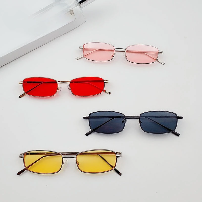 

Female Outdoor Sunscreen Resin Vintage Sunglasses Retro Small Rectangular Sun Glasses Male Personalized Metal Frame Sunglasses