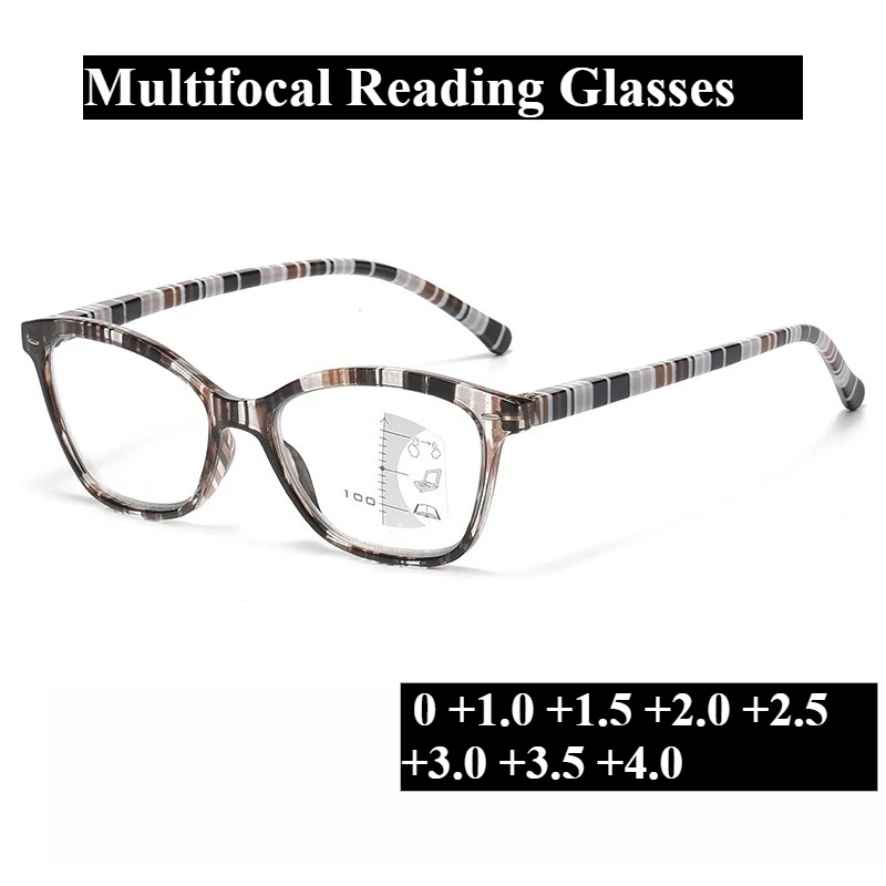 Multifocal Reading Glasses +1.0 +1.5 +2.0 +2.5 +3.0 +3.5 +4.0 Dual Purpose Presbyopia Glasses for Both Near and Far Use