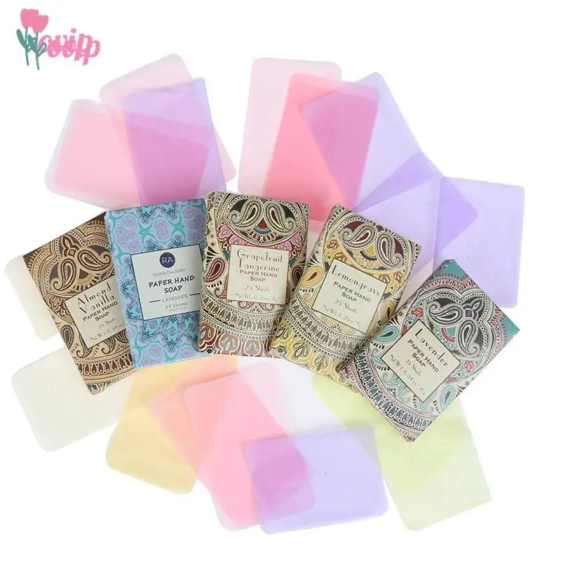 

Disposable Boxe Soap Outdoor Travel Soap Paper Washing Hand Bath Clean Scented Slice Sheets Portable Mini Paper Soap Random