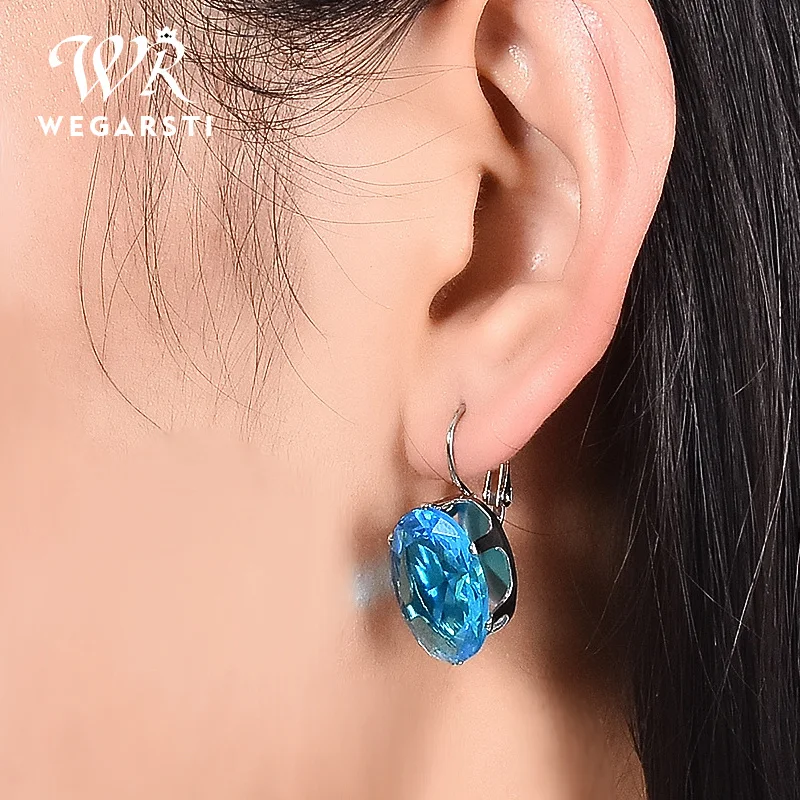 WEGARASTI Silver New Jewelry Eaaring 100% Sterling Silver New Eaaring Citrine Gemstone Woman Fine Jewelry