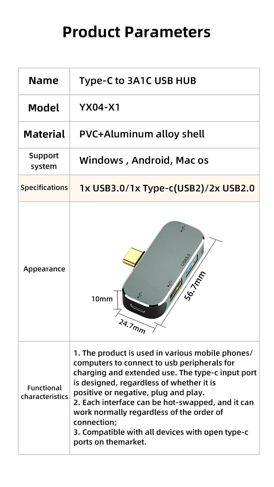 !ACCEZZ 6 in 1 Type C Docking Station USB C HUB Type-C Splitter PD Charge USB 3.1 HDMI-compatible 4K 3.5 Jack For Macbook Laptop type c to iphone converter