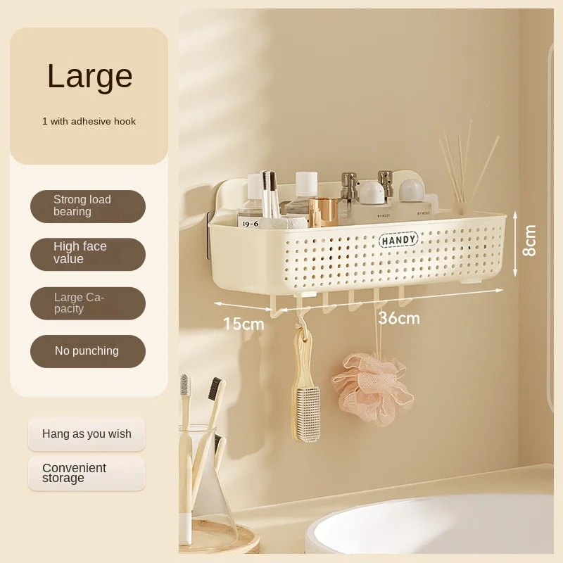 Bathroom Storage Rack Bathroom Toilet Punch-free Wall-mounted Wall Cosmetics Washbasin Storage Vanity Rack 6