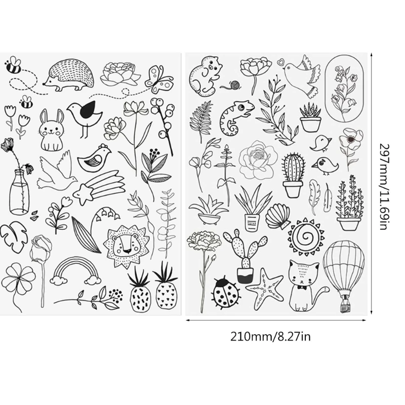 Q1JB 2 Sheets Water Soluble Stabilizer for Embroidery, Pre-Printed Flowers and Leaves Pattern Embroidery Paper for Sewing