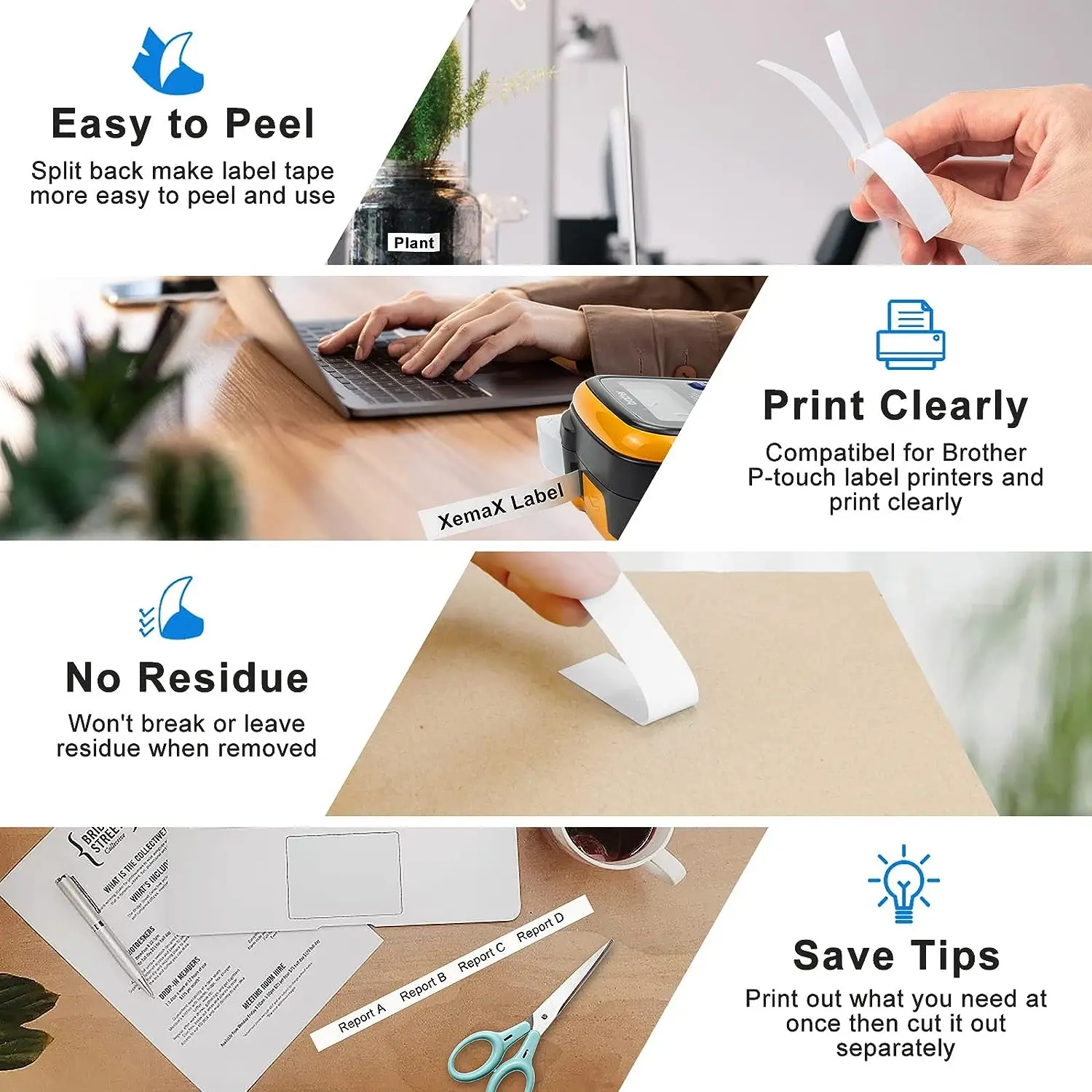 10PK 검정색 흰색 영구 폴리에스테르 산업용 라벨 테이프 Dymo 18483 9/12/19mm Rhino 1000 3000 4200 5000 호환