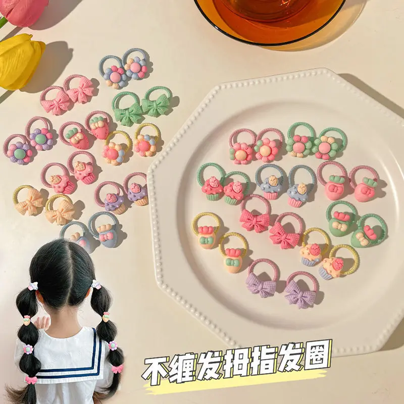 

10pcs/set Kroean Small Cartoon Floral Fruit Hair Rope Mini Cute Elastics Rubber Hair Bands Headband for Baby Girls Accessories