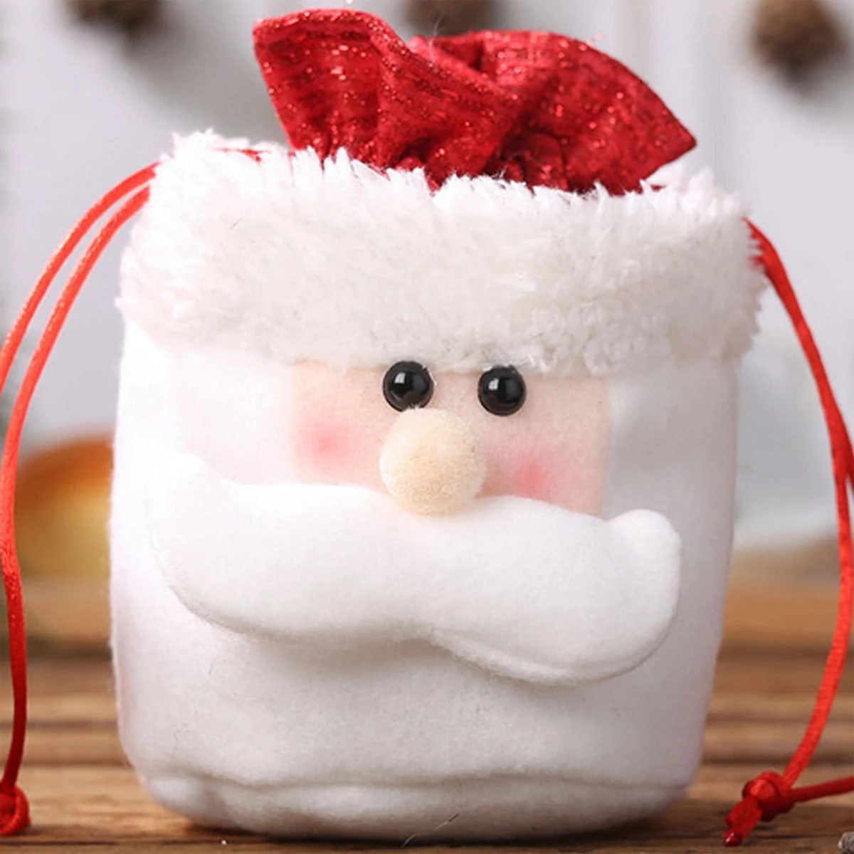 1pc-Christmas Decoration Drawstring Apple Bag, Elderly Candy Bag, Gift Bag, Scene Decoration, Holiday Decoration, Room Decora