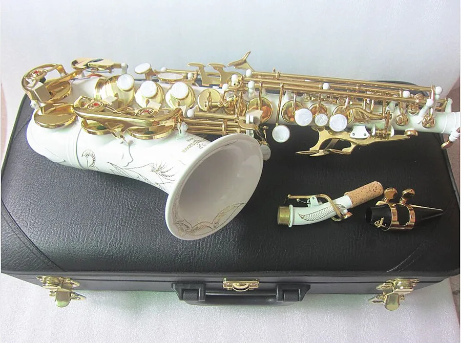 Curved Soprano Saxophone S-991 White Sax Musical instrument Mouthpiece professional performance