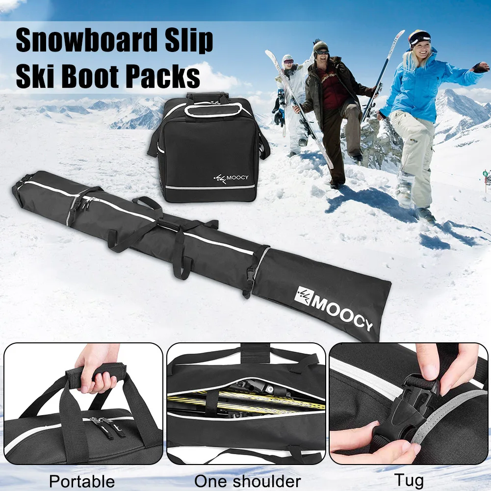 2 Pcs Ski Set Waterproof Ski Duffle Bag & Boot Tote Set  Ski Carrier Bag & Boot Pouch Ski Equipment Bag Set for Men Women