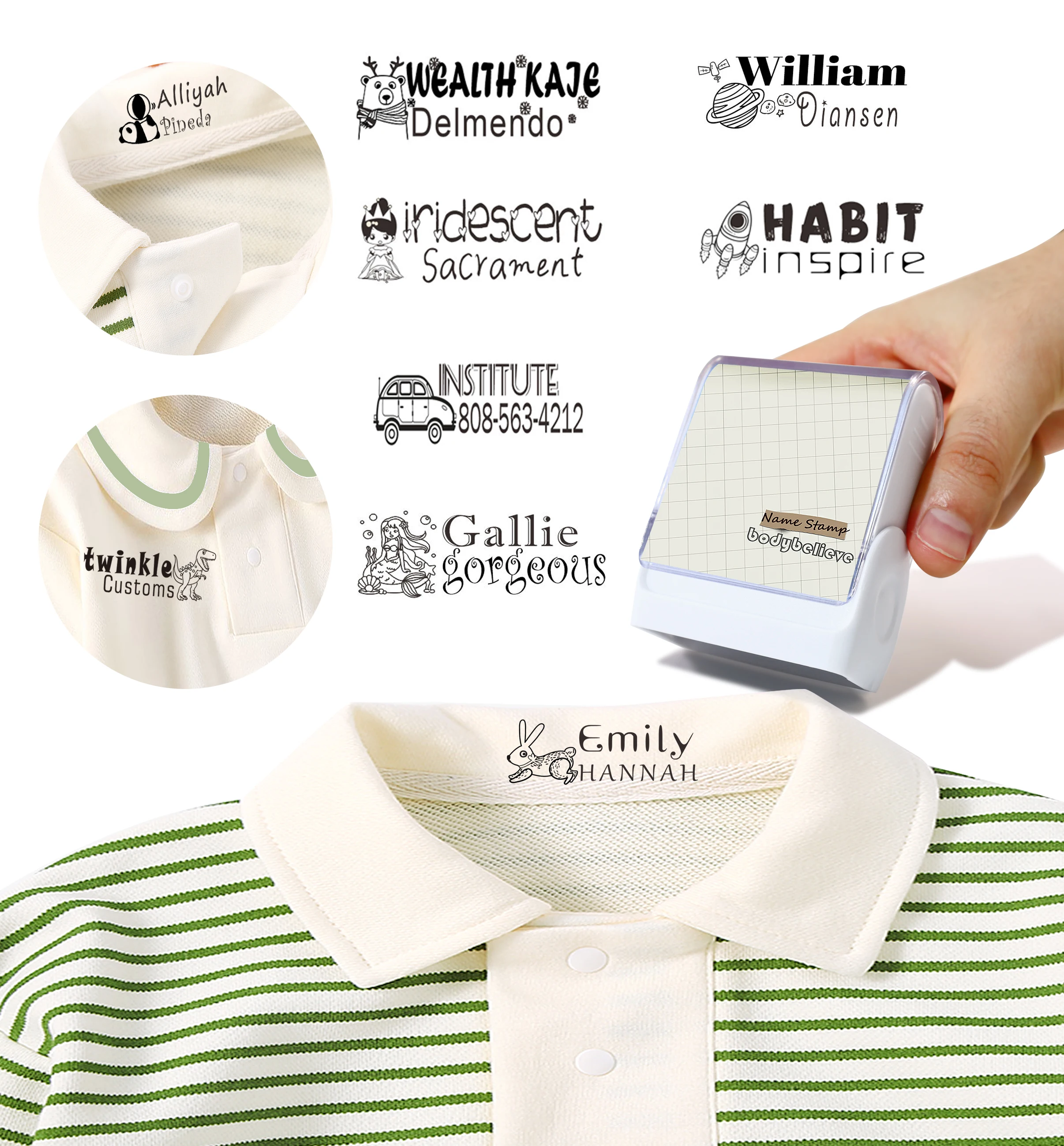 Personalized Name Stamps For Kids Baby Children Clothes Waterproof Non-fading Kindergarten Clothing name stamp