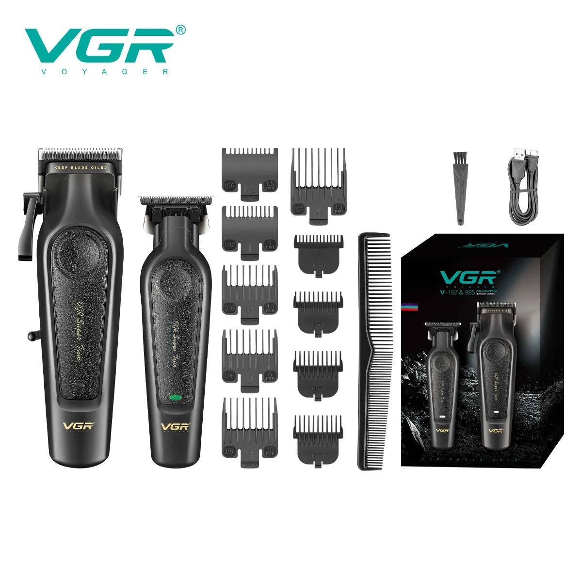 ماكينة قص الشعر الاحترافية الراقية VGR V-197 مع ما...