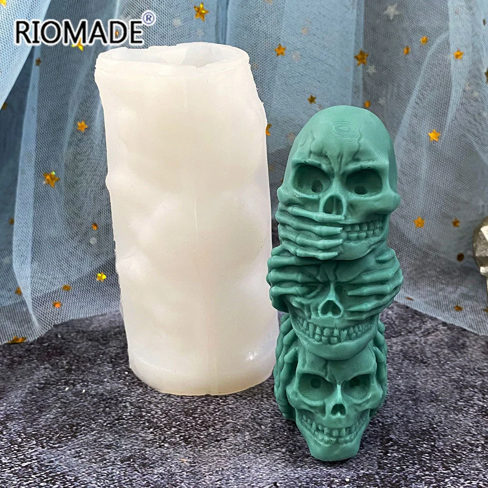 3D Totenkopf Silikonform für Kerzen DIY Schokoladen- und Süßigkeitenherstellung Gips-Ornament-Gießform Halloween Fondant Kuchendekoration Werkzeug – Detail 14