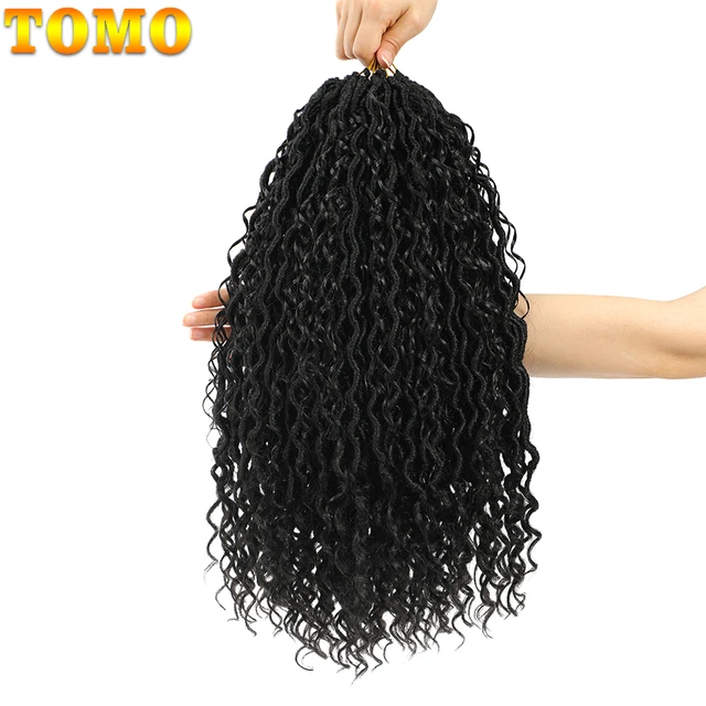 Alitomo Curly Faux Locks Crochet Hair Synthetic Goddess Locs Crochet Braids  24 Roots Pre Looped Boho Style Hair Extensions - AliExpress