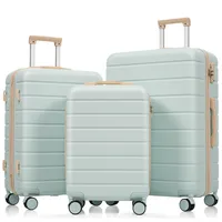 Ensemble de valises, tailles M-L-XL, valises rigides en ABS, ensembles de valises durables, valises avec roulettes pivotantes et serrure TSA, gris vert 1