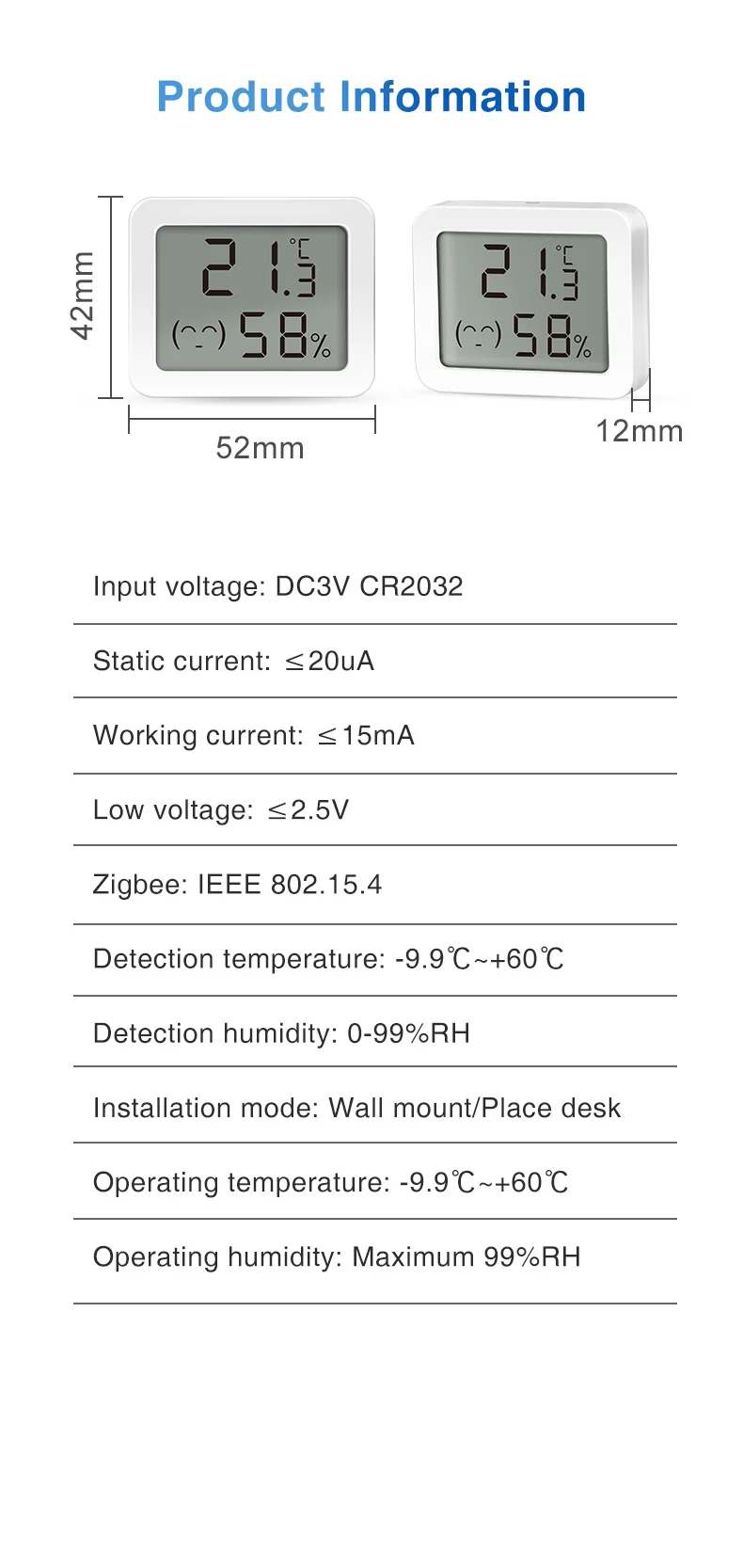 Ewelink Zigbee3.0 Temperature & Humidity Sensor Real-Time Monitoring Accurate In