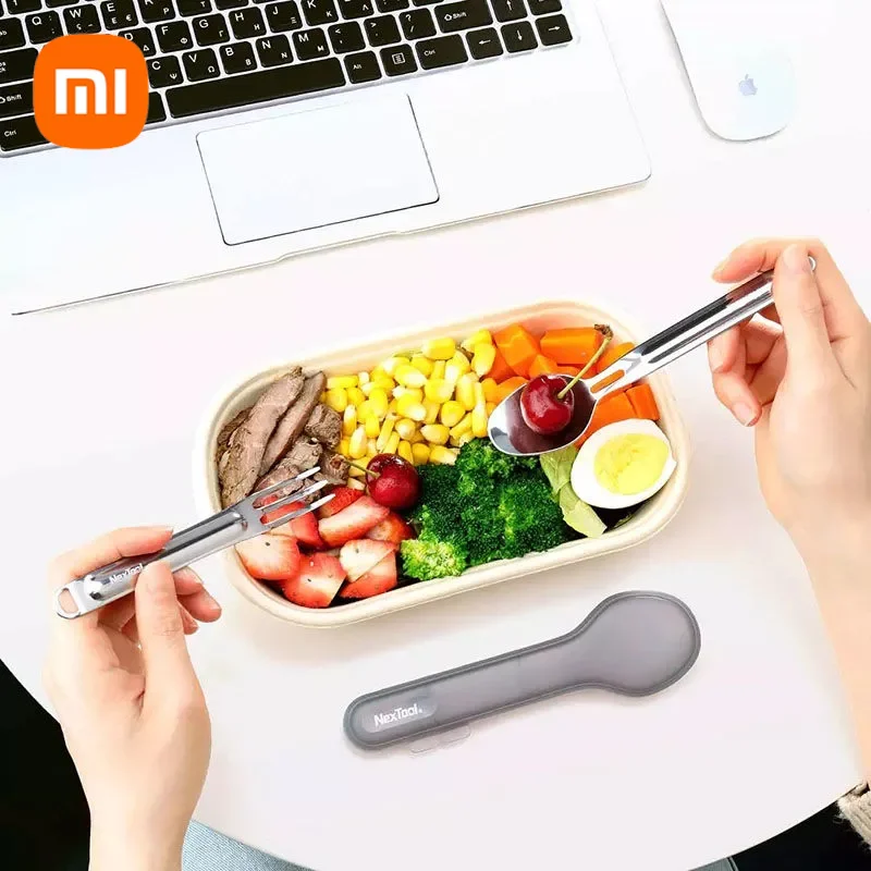 

Набор многоразовых столовых приборов Xiaomi NexTool, ложка и вилка из чистого титана, в чехле, для кемпинга
