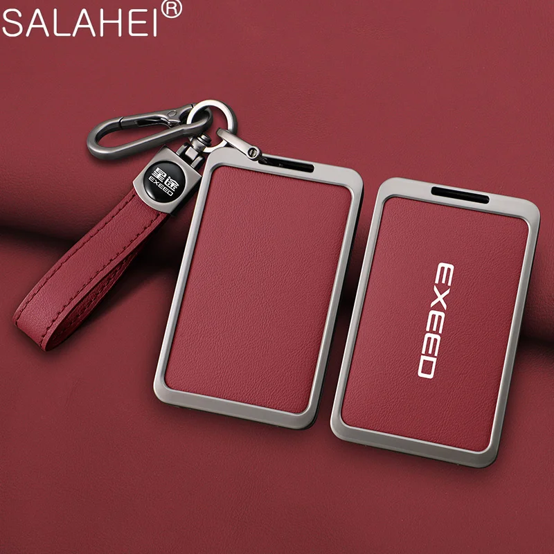 

Alloy Leather Car NFC Card Remote Key Case Cover Protect Holder Shell For Chery Exeed RX 2023 2024 Keyless Keychain Accessories