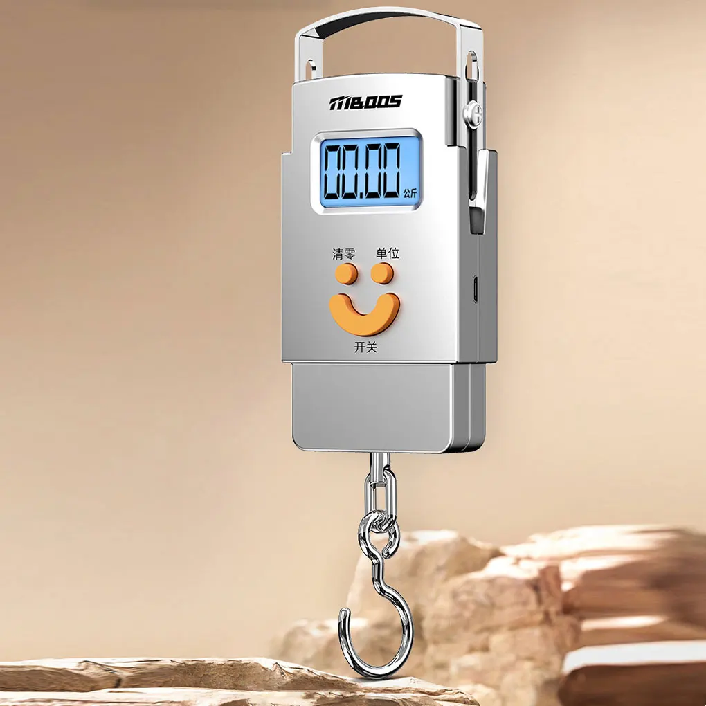 Stainless Steel Portable Digital Hanging Scales Electronic Luggage Balance Battery Powered Hook LCD Display with Backlight