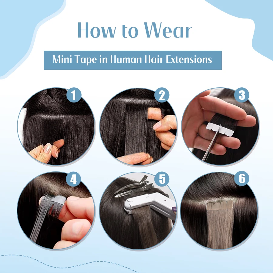 12'' 16'' Mini Tape in Hair Extensions Human Hair Highlight Real Natural Brazilian Non-Remy Straight Seamless Skin Weft