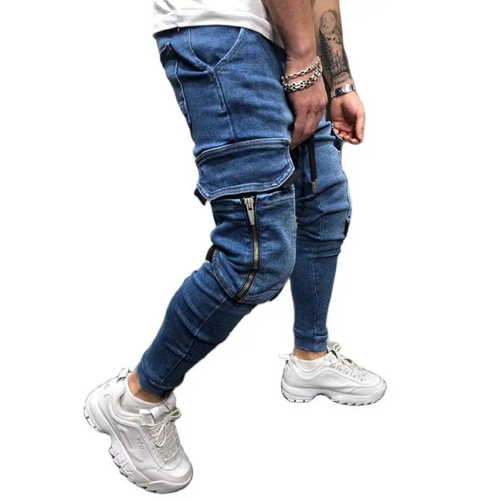 Ladiguard Sexy Jeans Denim Pants Men Casual Huge Pocket Trouser Mens Fashion Hip Hop Pants 2023 European style Demin Pantalon