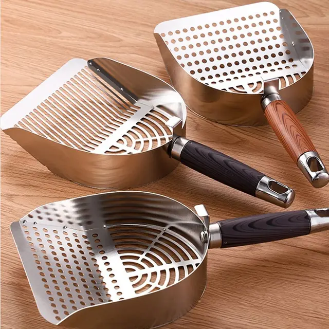Stainless Steel Cat Litter Scoop Deep Shovel Sturdy Mesh Pet Waste Shovel Long Handle Comfortable Grip Cat Poop Sifting Tool 5