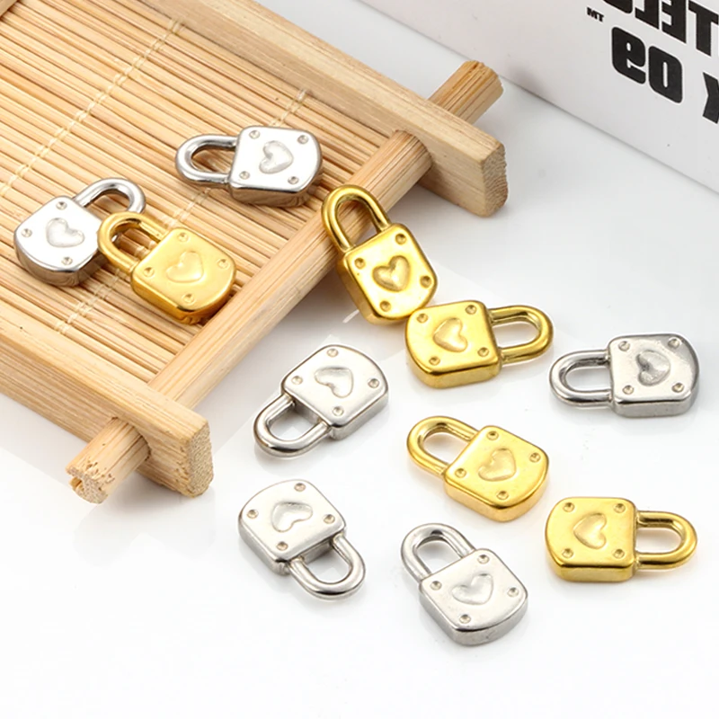 

Stainless Steel 18mm Heart Pattern Lock Pendant For Jewelry Making Accessories DIY Charm Necklace Bracelet Earring Findings