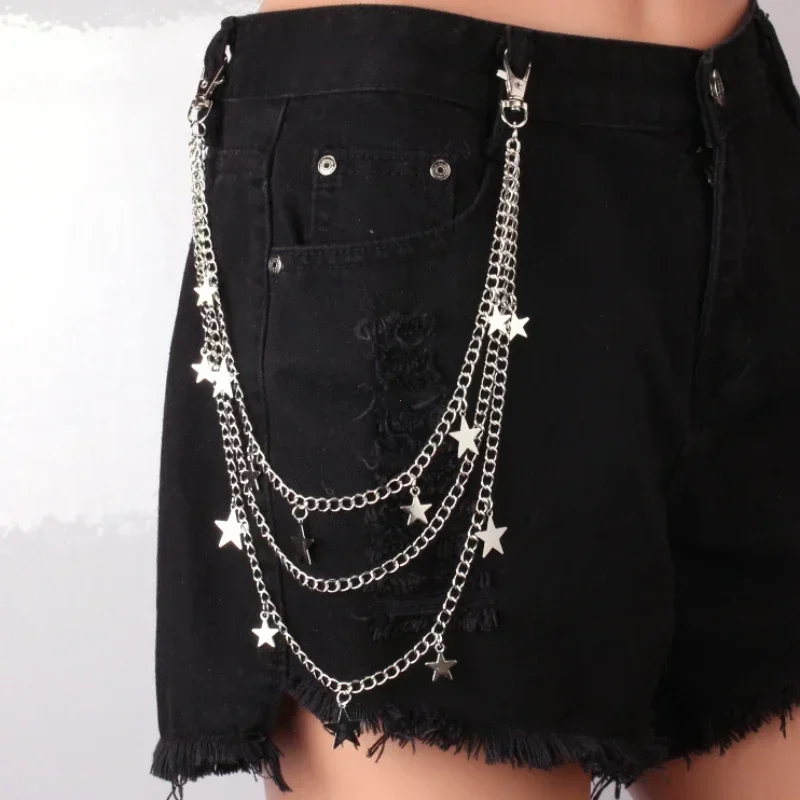 

Punk Rock Layered Chain Belts Metal Keychains for Men Women Waist Key Wallet Jeans Hip-hop Pants Belt Chains Clothes Accessories