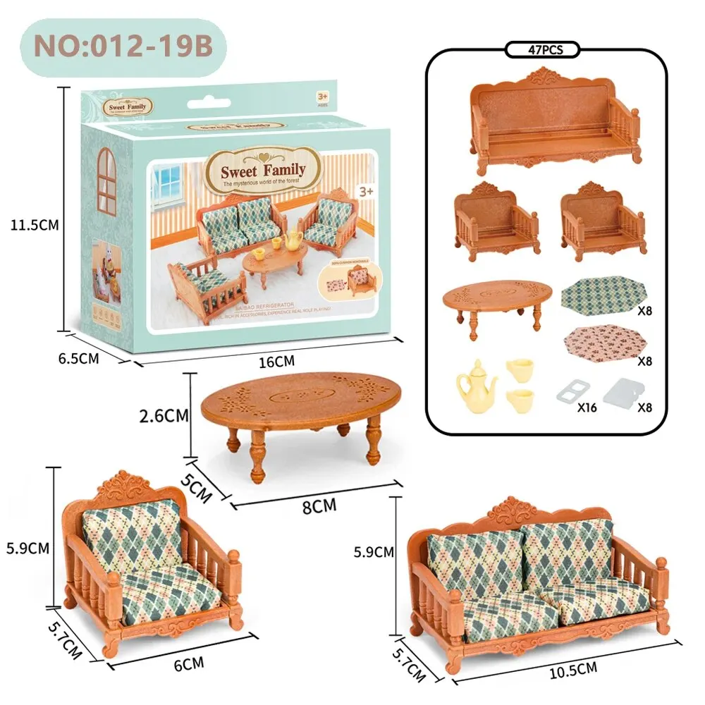 thumbnail image 1 of Forest Family 1/12 Kitchen Furniture Bathroom Bedroom Bakeware Sets Miniature Model Dollhouse Accessories Refrigerator Girl Gift, 1 of 5