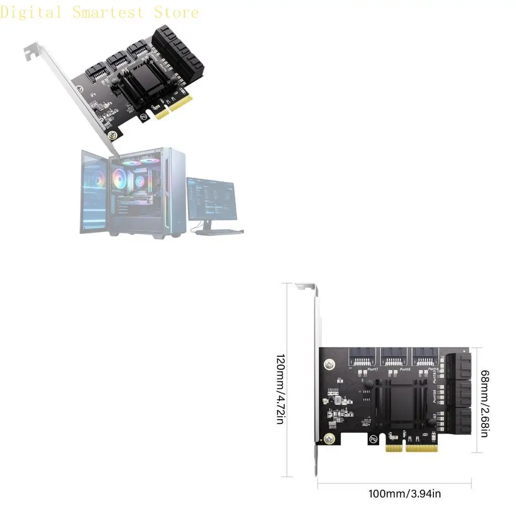 데스크탑 컴퓨터 및 서버용 85AA 9포트 SATA3 0 PCIE 확장 카드 RT..