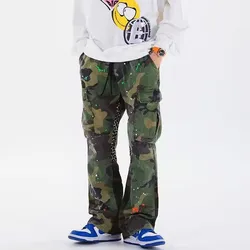 2023 Y2K Fashion Ink Graffiti Camouflage Baggy Cargo Tracksuit Pants For Men Clothing Joggers Women Casual Loose Long Trousers